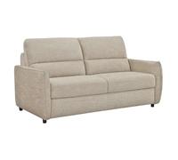 Canapé convertible 2p tissu doux beige avec matelas 140x190 cm - JOHN Meubletmoi