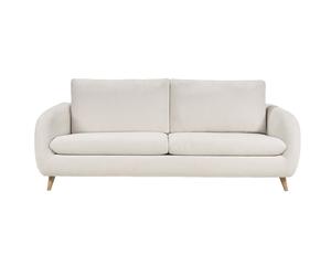 Canapé convertible 3-4 places en tissu effet velours beige avec matelas 10 cm LEANDRE