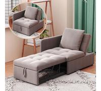 Canapé convertible 3 en 1, dimensions 177 x 64,5 x 65 cm, dossier réglable, convertible en canapé, fauteuil relax et lit simple, avec coussins, tissu en lin, couleur beige