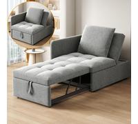 Canapé convertible 3 en 1, dimensions 177 x 64,5 x 65 cm, dossier réglable en 5 positions, convertible en canapé, fauteuil relax et lit simple, avec coussins, tissu en lin, couleur beige