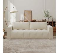 Concept Usine - Canapé convertible 3 places Canterbury - Tissu bouclette beige, coffre