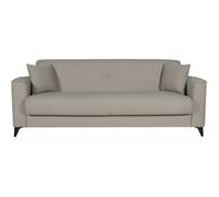 Canapé convertible 3 places - BERGAMO - Tissu beige - 2 coussins - coffre de rangement - 230 x 85 x 89 cm
