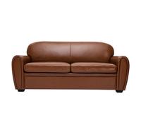 Canapé convertible vintage 3 places cuir marron et bois noir avec matelas 9 cm CLUB