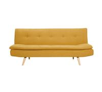 Canapé convertible 3 places en tissu effet velours jaune moutarde senso
