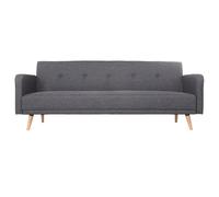 Canapé convertible 3 places en tissu gris foncé et bois clair ulla