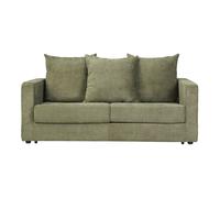Canapé convertible 3 places en tissu velours chenille vert kaki avec matelas 13 cm BACIO