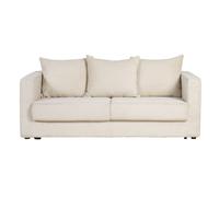 Canapé convertible 3 places en tissu velours côtelé beige avec matelas 13 cm BACIO