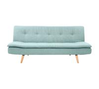 Canapé convertible 3 places en tissu vert lagon et bois clair senso