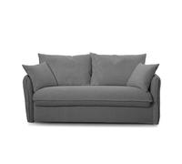 Canapé convertible 3 places en velours côtelé L185 cm - MIRA - Gris anthracite - X X - CALICOSY