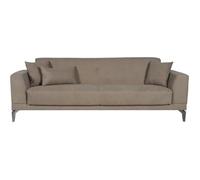 Canapé convertible 3 places - HENRY - Tissu marron - 3 coussins - coffre de rangement - 234 x 85 x 84 cm