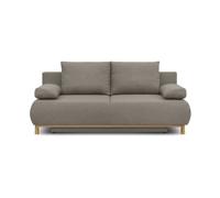 Canapé convertible - 3 places - MIKA - Tissu beige - Coffre de rangement - L 192 x H 84 x P 93 cm