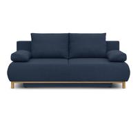 Canapé convertible - 3 places - MIKA - Tissu bleu foncé - Coffre de rangement - L 192 x H 84 x P 93 cm