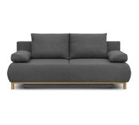 Canapé convertible - 3 places - MIKA - Tissu gris - Coffre de rangement - L 192 x H 84 x P 93 cm
