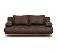 Canapé convertible - 3 places - MIKA - Tissu vintage simili cuir - Coffre de rangement - 192 x 84 x 93 cm