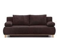 Canapé convertible - 3 places - MIKA - Velours côtelé marron foncé - Coffre de rangement - L 192 x H 84 x P 93 cm