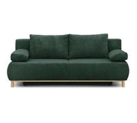 Canapé convertible - 3 places - MIKA - Velours côtelé vert forêt - Coffre de rangement - L 192 x H 84 x P 93 cm