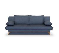 Canapé convertible - 3 places - NAOTO - Tissu bleu foncé - Coffre de rangement - 202 x 98 x 98 cm