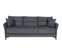 Canapé convertible 3 places - OTTOWA - Tissu gris foncé - 2 coussins - Coffre de rangement - 217 x 92 x 85 cm