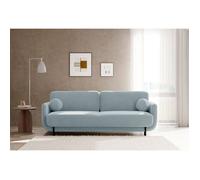 Canapé convertible 3 places - OVALS - velours - bleu clair