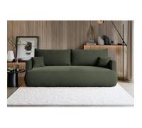 Canapé convertible 3 places - OVO MINI- velours Easy-Clean - vert olive