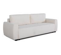 Canapé convertible - 3 places - PHARELL - Tissu Bouclette Beige - Coffre - 231 x 91 x 84 cm