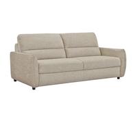 Canapé convertible 3p tissu doux beige avec matelas 160x190 cm - JOHN Meubletmoi