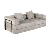 Canapé Convertible 4-en-1, Lit de Sol Matelas Pliant, Sans Montage, Tissu Chenille Fauteuil Lounge Confortable, Gris Clair