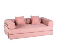 Canapé Convertible 4-en-1, Lit de Sol Matelas Pliant, Sans Montage, Velours Côtelé Doux Pouf Fauteuil Lounge Salon, Rose