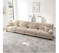 Canapé convertible 4 places, assise profonde, chenille vintage et fonction lit modulable
