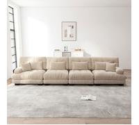 Canapé convertible 4 places, canapé-lit modulable, chenille vintage et assise confortable
