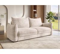 Canapé convertible avec coffre 3 places en velours chiné beige COLBY