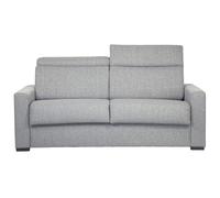 Canapé convertible avec têtières ajustables 3 places en tissu gris clair avec matelas 18 cm NORO