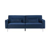 Concept Usine - Canapé convertible BETTY Velours bleu 3 places 204 cm 3 inclinaisons dossier