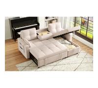 Canapé Convertible - Canapé Lit 3 Places - Grand Espace De Rangement- Beige