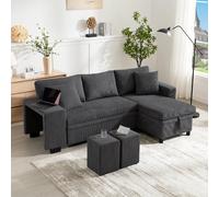 Canapé Convertible - Canapé Lit 3 Places - Grand Espace De Rangement- Gris Foncé