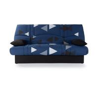 Canapé convertible clic clac 3 places - Tissu motif Bikini bleu - L 190 x P 92 cm - DREAM - Style Contemporain