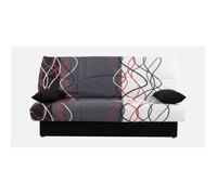 Canapé convertible clic clac 3 places - Tissu motif Graffiti rouge & noir - L 190 x P 92 cm - DREAM - Style Contemporain