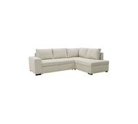 Canapé convertible d'angle réversible CASAPY NIRVANA Beige velours côtelé lit 2 pers 8 cm