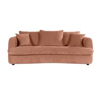 Canapé convertible déhoussable 3-4 places design haricot en tissu effet velours terre brûlée SACHA