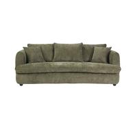 Canapé convertible déhoussable 3-4 places design haricot en tissu effet velours texturé vert kaki SACHA