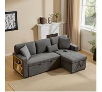 Canapé convertible en forme L ,canapé-lit pliant avec coffre de rangement, étagère et coussins, adapté au salon,gris