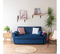 Happy Garden - Canapé convertible Matt 2 places velours bleu dossier inclinable coussins