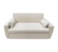 Happy Garden Canapé convertible Matt en velours côtelé beige 2 places dossier inclinable et coussins