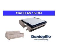 Canapé convertible express - 2 / 3 places - SAFIA - Tissu gauffré - Beige - Matelas 15 cm - 206 x 105 x 76/94 cm - DUNLOPILLO