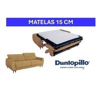 Canapé convertible express - 2 / 3 places - SAFIA - Tissu gauffré - Ocre - Matelas 15 cm - 206 x 105 x 76/94 cm - DUNLOPILLO