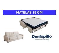 Canapé convertible express - 2/3 places - SOA - Tissu gauffré - Beige - Matelas 15 cm - 195 x 100 x 91 cm - DUNLOPILLO