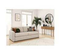 Canapé convertible express 3 places AGATHE 140x190cm en velours côtelé - Beige - Matelas 13cm - L178 x P96 x H88cm - LOUNGITUDE