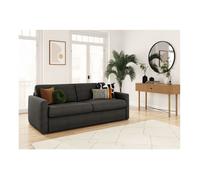 Canapé convertible express 3 places AGATHE 140x190cm en velours côtelé - Gris foncé - Matelas 13cm - L178 x P96 x H88cm - LOUNGITUDE
