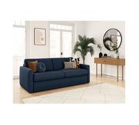 Canapé convertible express 3 places AGATHE 160x190cm en velours côtelé - Bleu foncé - Matelas 13cm - L198 x P96 x H88cm - LOUNGITUDE