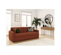 Canapé convertible express 3 places AGATHE 160x190cm en velours côtelé - Terracotta - Matelas 13cm - L198 x P96 x H88cm - LOUNGITUDE